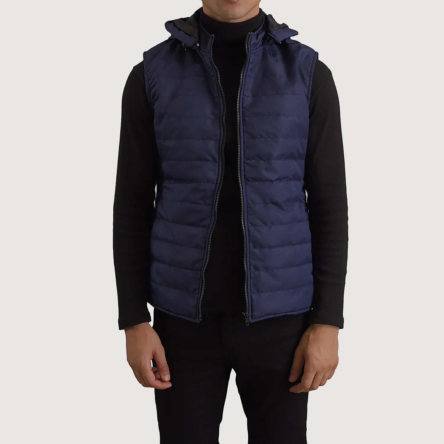 Carlo Blue Hooded Puffer Vest For Men The Jacket Maker