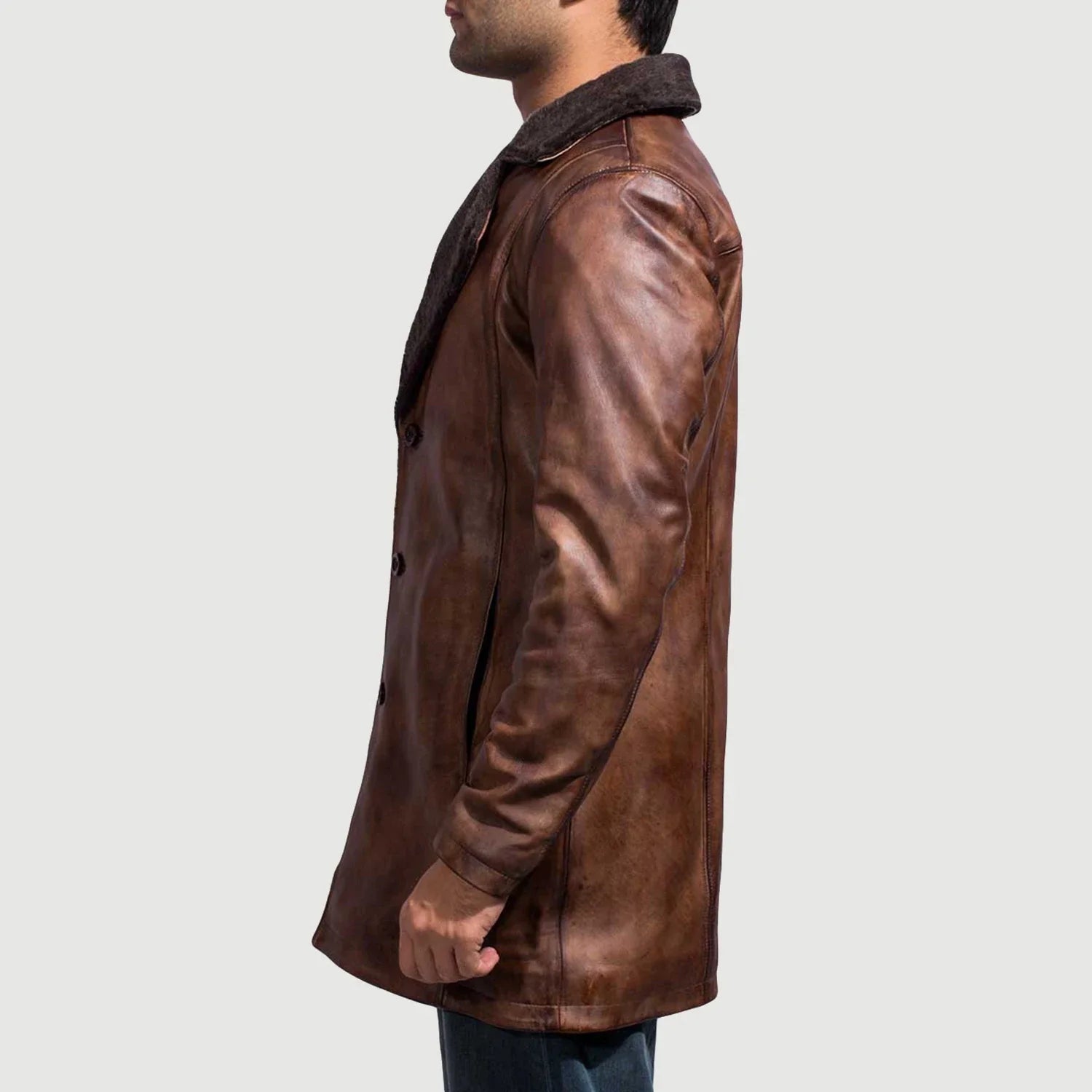 Men's Cinnamon Distressed Leather Fur Coat – The Jacket Maker Men's Cinnamon Distressed Leather Fur Coat – The Jacket Maker