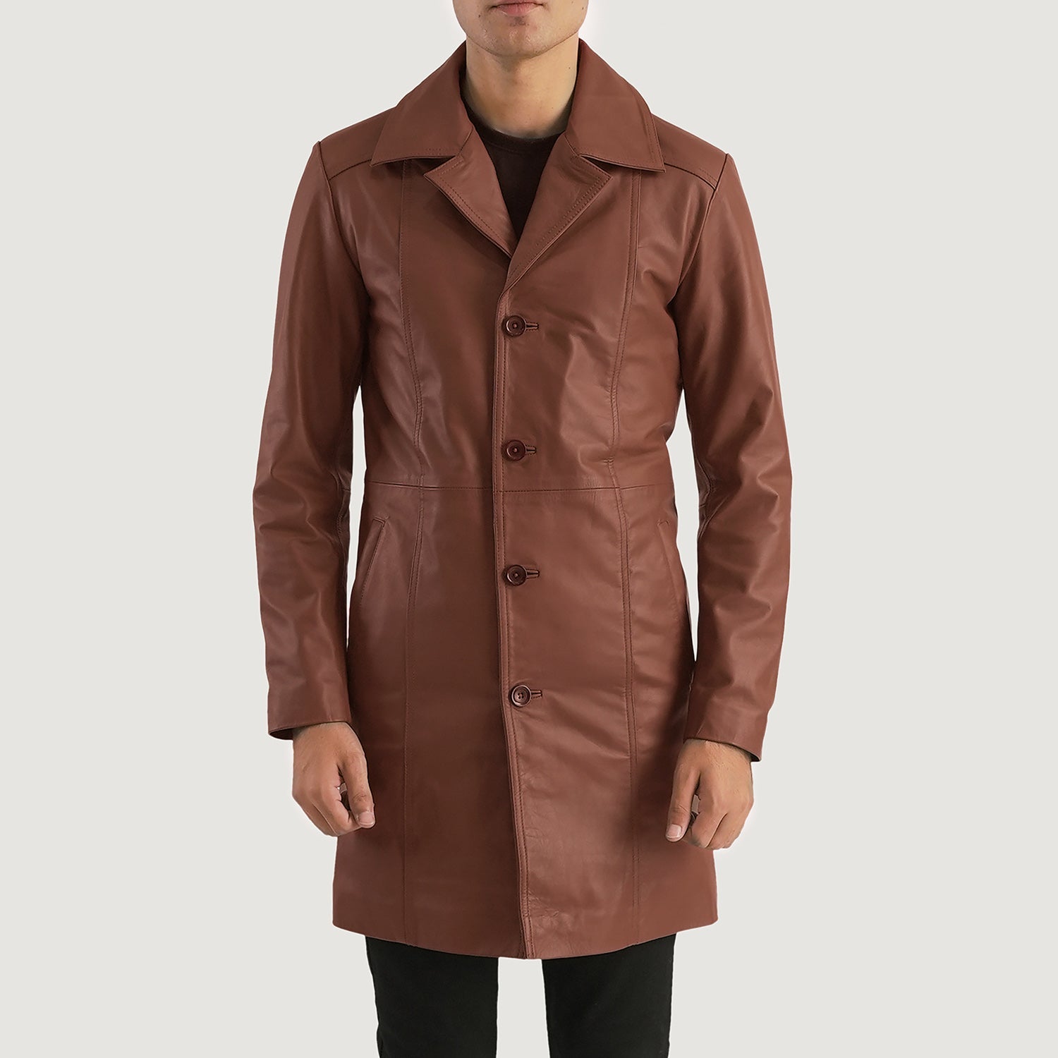 Don Long Brown Leather Coat For Men – The Jacket Maker