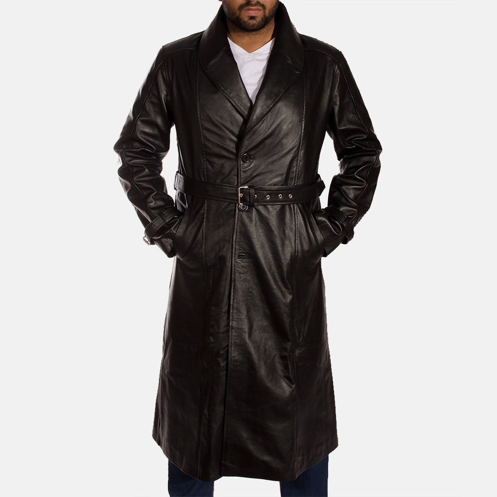 Men's Hooligan Black Leather Trench Coat – The Jacket Maker